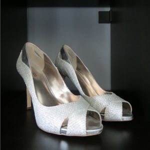 Alfani Silver Peep Toe Shoes
